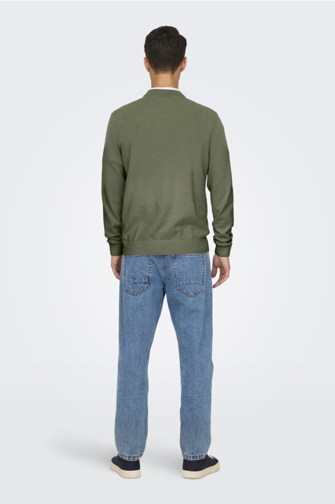 ONSREX LIFE REG 12 CREW KNIT 22024080 DEEP LICHEN GREEN